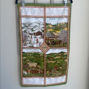 Alba Vintage 1992 Swiss made calendar tea towel farmhouse seasonal Swiss life .